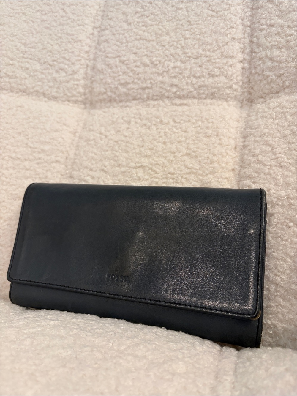 Fossil Black Leather Trifold Wallet